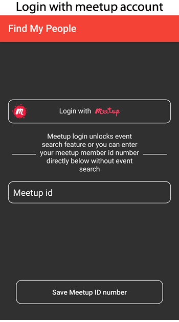 app login with meetup account